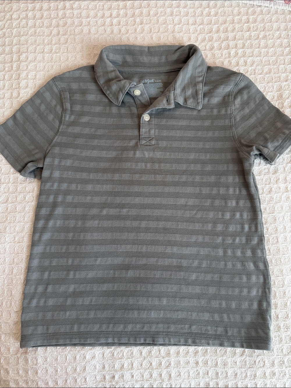 Cat & Jack Boys Gray Striped Polo Shirt